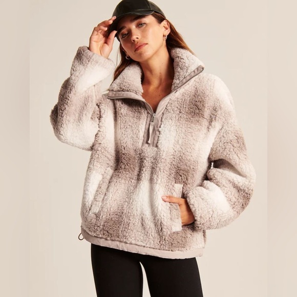 Abercrombie & Fitch Tops - Abercrombie and Fitch cinched cocoon sherpa half zip